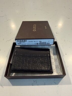 Gucci Black Embossed Microguccissima Leather Card Holder